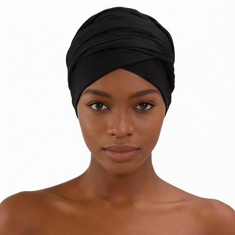 Ever Fairy Turban Head Wrap Scarf,African Women' Soft Long Scarf Shawl Hair Bohemian Headwrap Stretch Headband Tie (Black) - Image 5